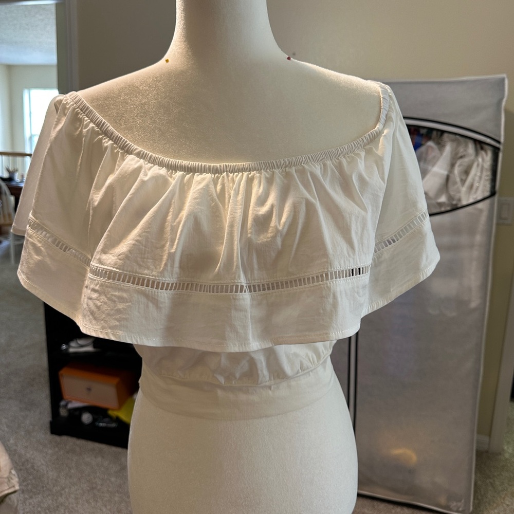 Lulus Elegant Off-Shoulder White Top